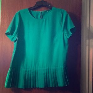 Beautiful Satin feel Green Pleated detailed shirt